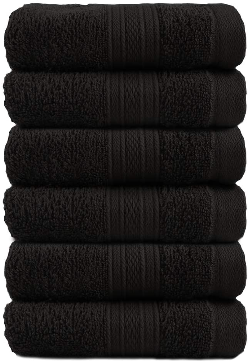 Soft Comfort 100% Air Rich Cotton Yarn Towels, 6 Piece Set - 6 Wash Cloth, Super Soft, High Absorbent, 550 GSM, Machine Washable (Sand)