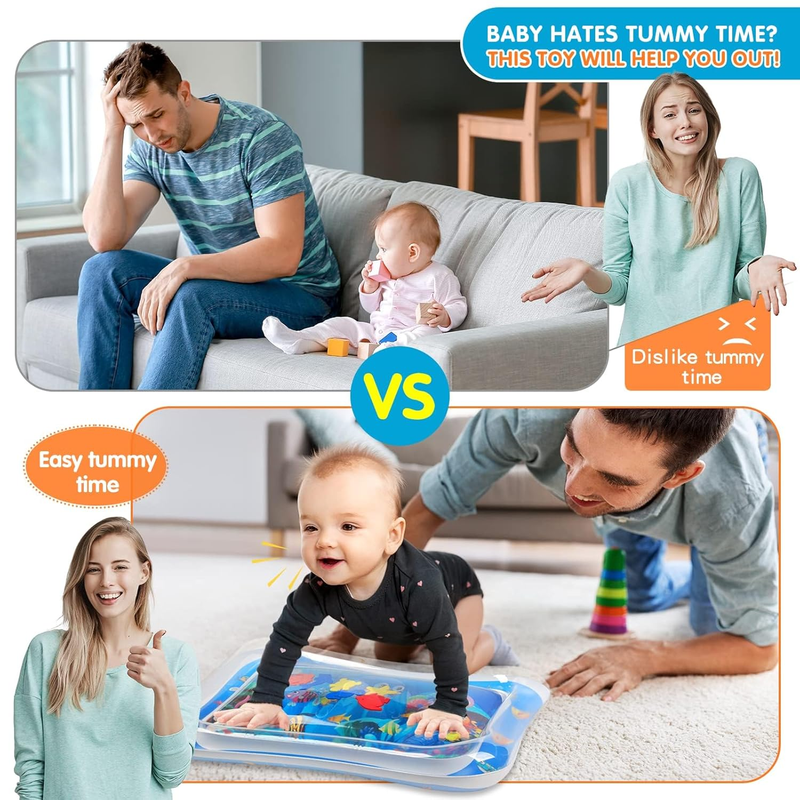 Inflatable Tummy Time Mat, Baby Water Play Mat for Infants and Toddlers