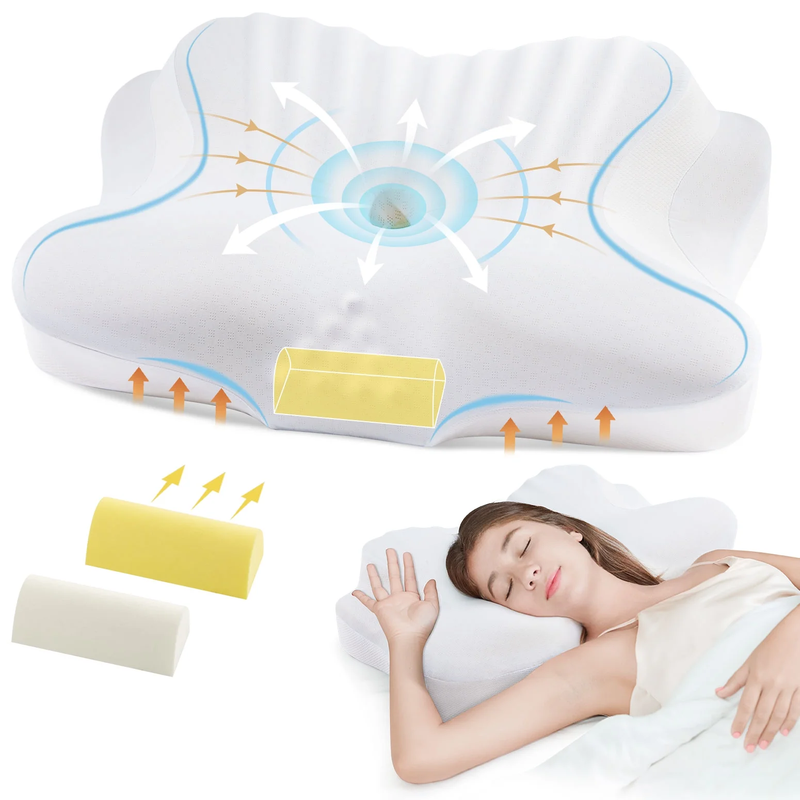 Memory Foam Cervical Pillow for Neck and Shoulder Pain Relief, Orthopedic Ergonomic Contour Back Support Pillow