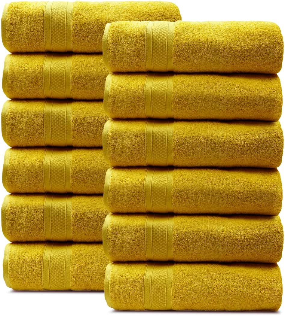 Soft Comfort 100% Air Rich Cotton Yarn Towels, 6 Piece Set - 6 Wash Cloth, Super Soft, High Absorbent, 550 GSM, Machine Washable (Sand)