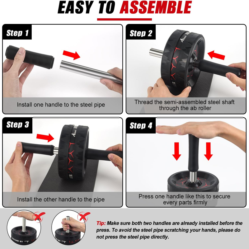 Workout Equipment for Abdominal & Core Strength Training, Home Gym Exercise Wheels with Knee Pad Accessories