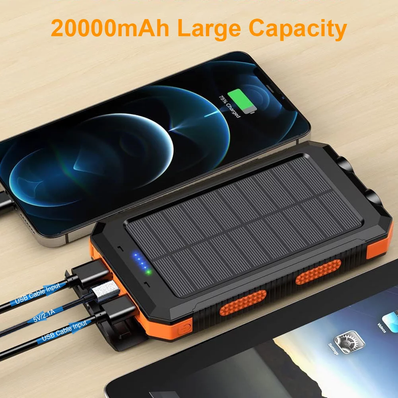 20000 mAh Portable Solar Charger for Iphone and Android - Dual 5V USB Ports