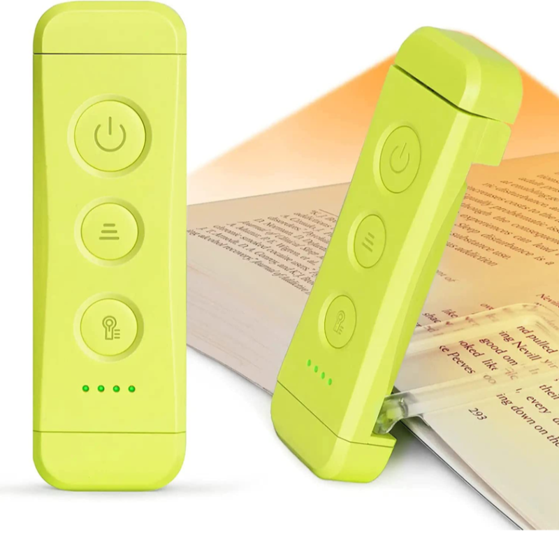 Compact USB Rechargeable Book Light for Reading, Portable Clip-on LED Reading Light, 3 Amber Colors & 5 Brightness Dimmable
