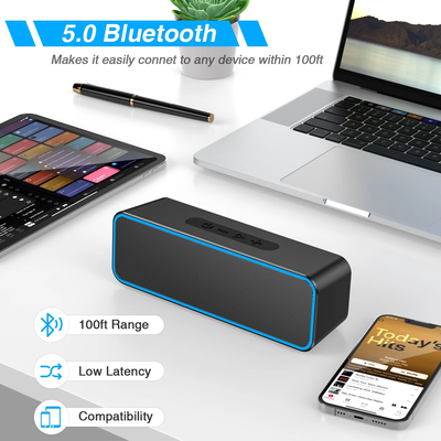 10W Portable Bluetooth Speaker, Stereo Sound, Outdoor Speakers with Bluetooth 5.0, 30H Playtime