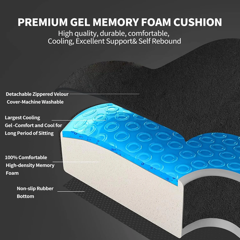 Memory Foam Cooling Gel Seat Cushion for Tailbone Pain Relief