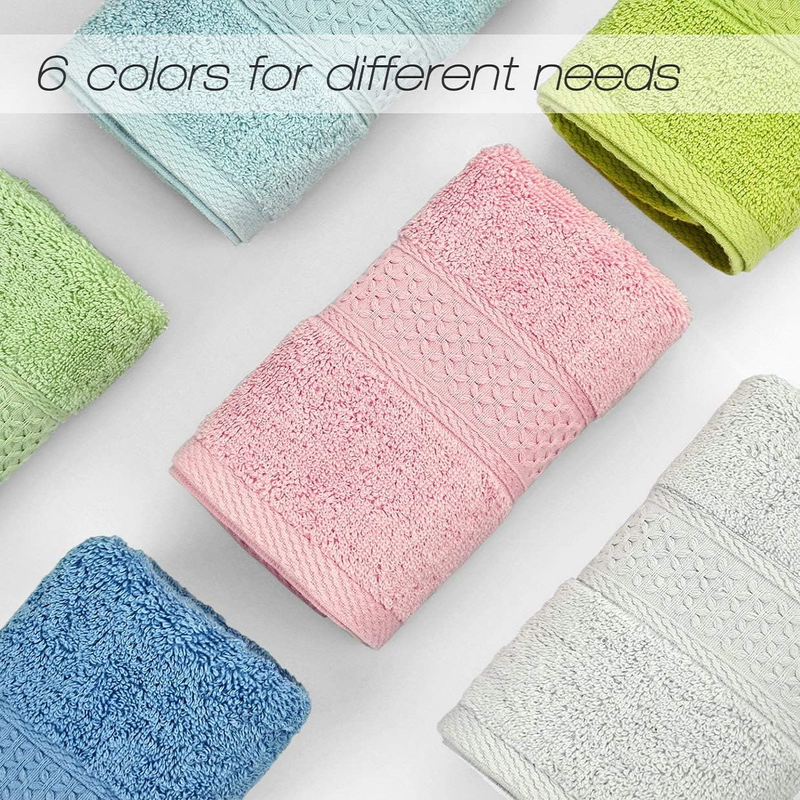 6 Pack 100% Cotton Quick Dry Soft Hand Towel Set for Bathroom