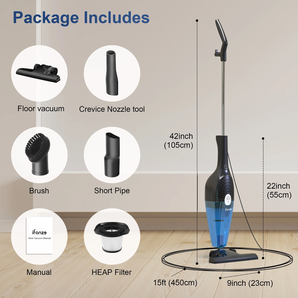 3-In-1 Corded Stick Vacuum Cleaners, 25Kpa Lightweight Handheld Multi-Surface