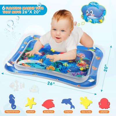 Inflatable Tummy Time Mat, Baby Water Play Mat for Infants and Toddlers