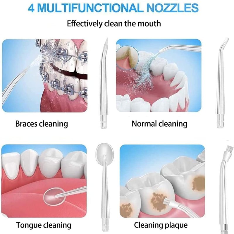 Portable Oral Irrigator Flosser with 3 Modes & 4 Jet Tips