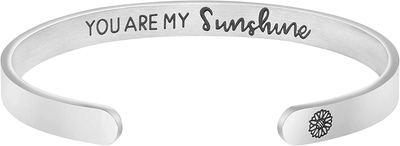 Joycuff Inspirational Bracelets for Women Mom Personalized Gift for Her Engraved Mantra Cuff Bangle Crown Birthday Jewelry