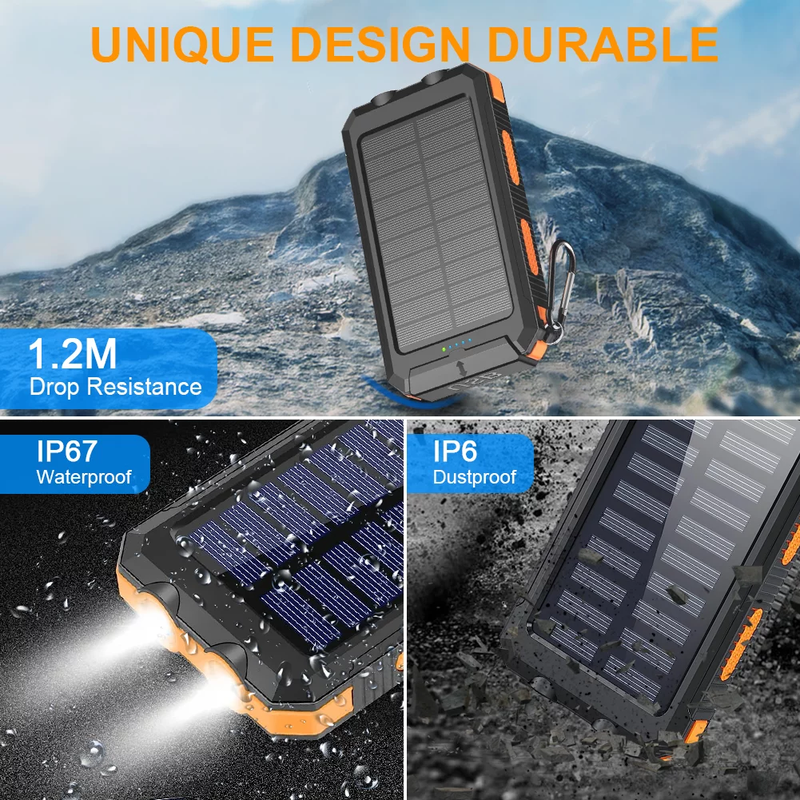 20000 mAh Portable Solar Charger for Iphone and Android - Dual 5V USB Ports