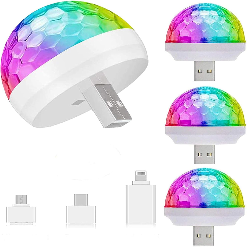 USB Mini Disco Ball Party Lights - Sound Activated DJ Stage Strobe Lights