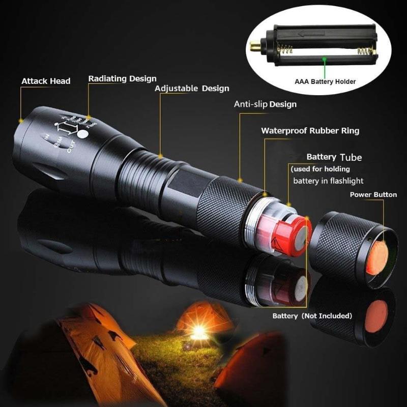 2 Pack Tactical Flashlights  Military Grade 5 Modes 3000 High Lumens Led Waterproof