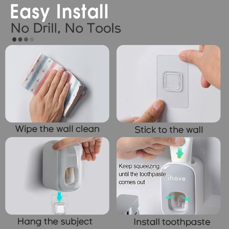 Wall-Mount Toothpaste Dispenser, Automatic Toothpaste Squeezer for Bathroom