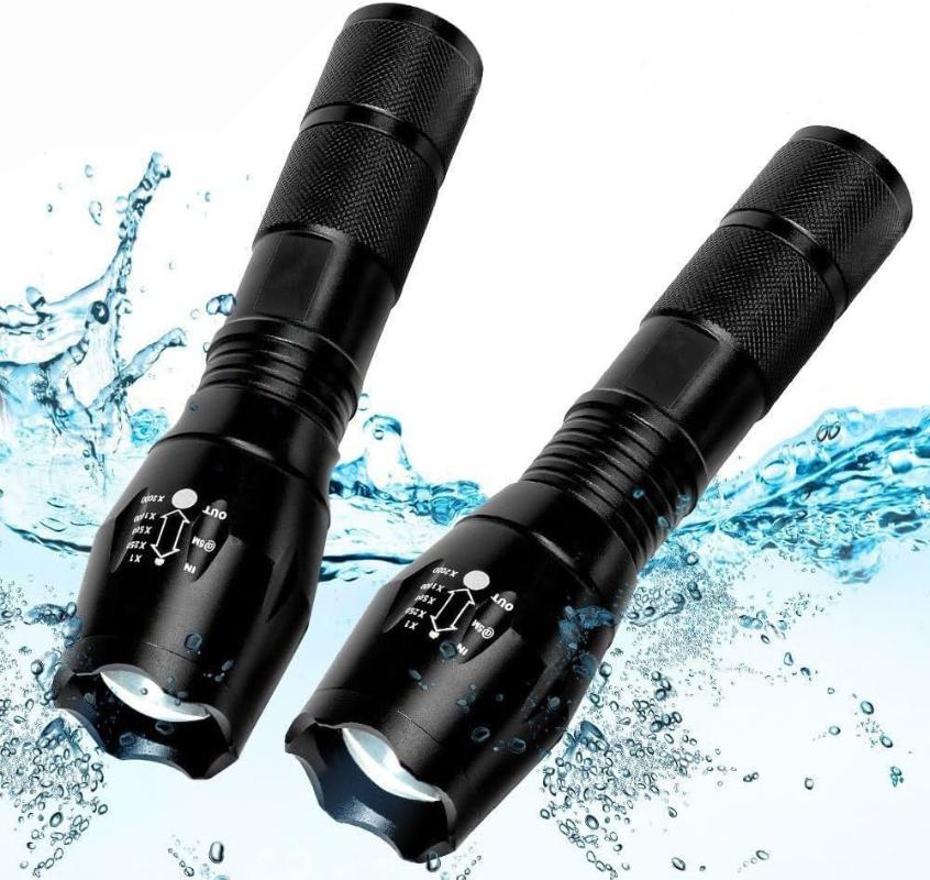 2 Pack Tactical Flashlights Military Grade 5 Modes 3000 High Lumens Led Waterproof