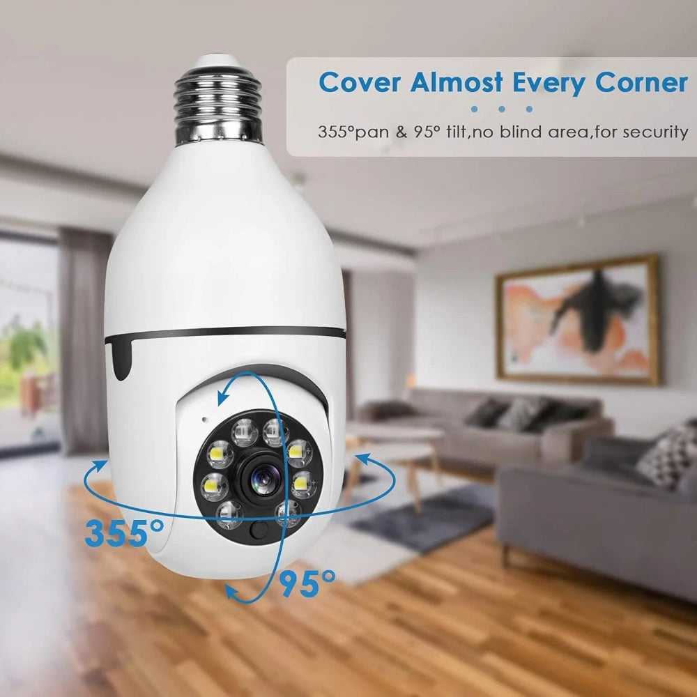 Light Bulb Security Camera – 1080p 360° WiFi Camera with Color Night Vision, Motion Detection & Two-Way Talk