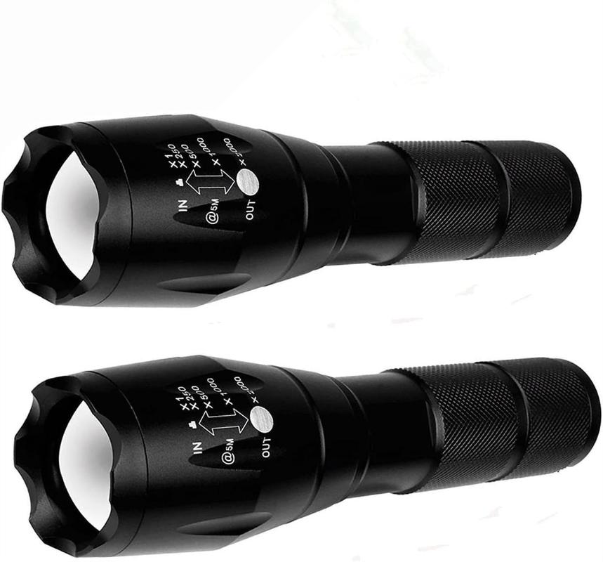 2 Pack Tactical Flashlights Military Grade 5 Modes 3000 High Lumens Led Waterproof