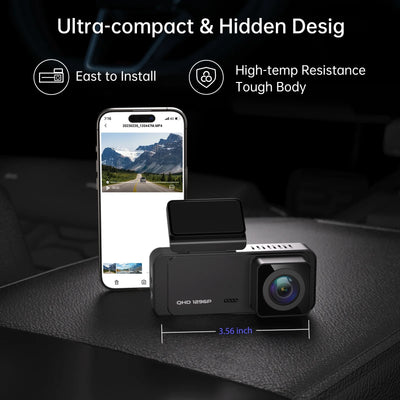 Ecomoment Dash Cam Front Wifi 1296P with Night Vision, 24H Parking Mode, and Loop Recording