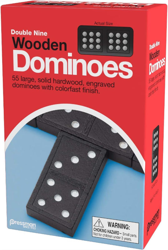 Double Nine Wooden Dominoes Set, 5" Classic Game