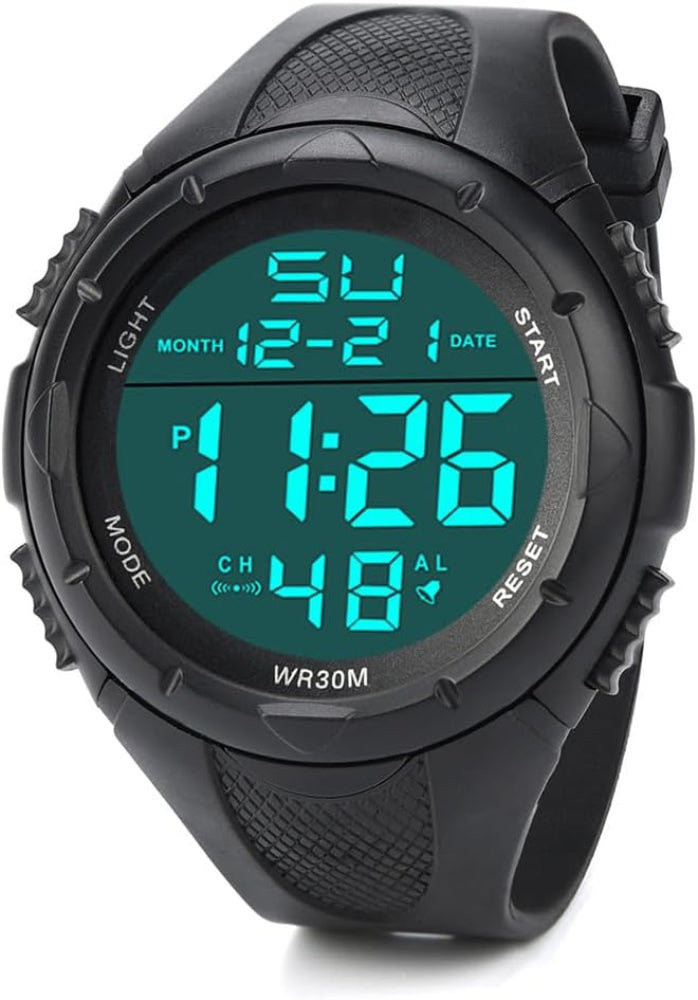 Men's Digital Sports Watch Waterproof with LED Backlight Alarm Back Light
