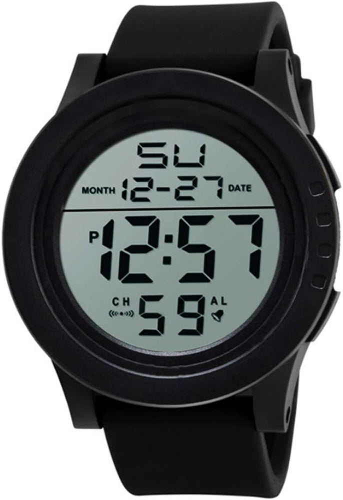 Men's Digital Sports Watch Waterproof with LED Backlight Alarm Back Light