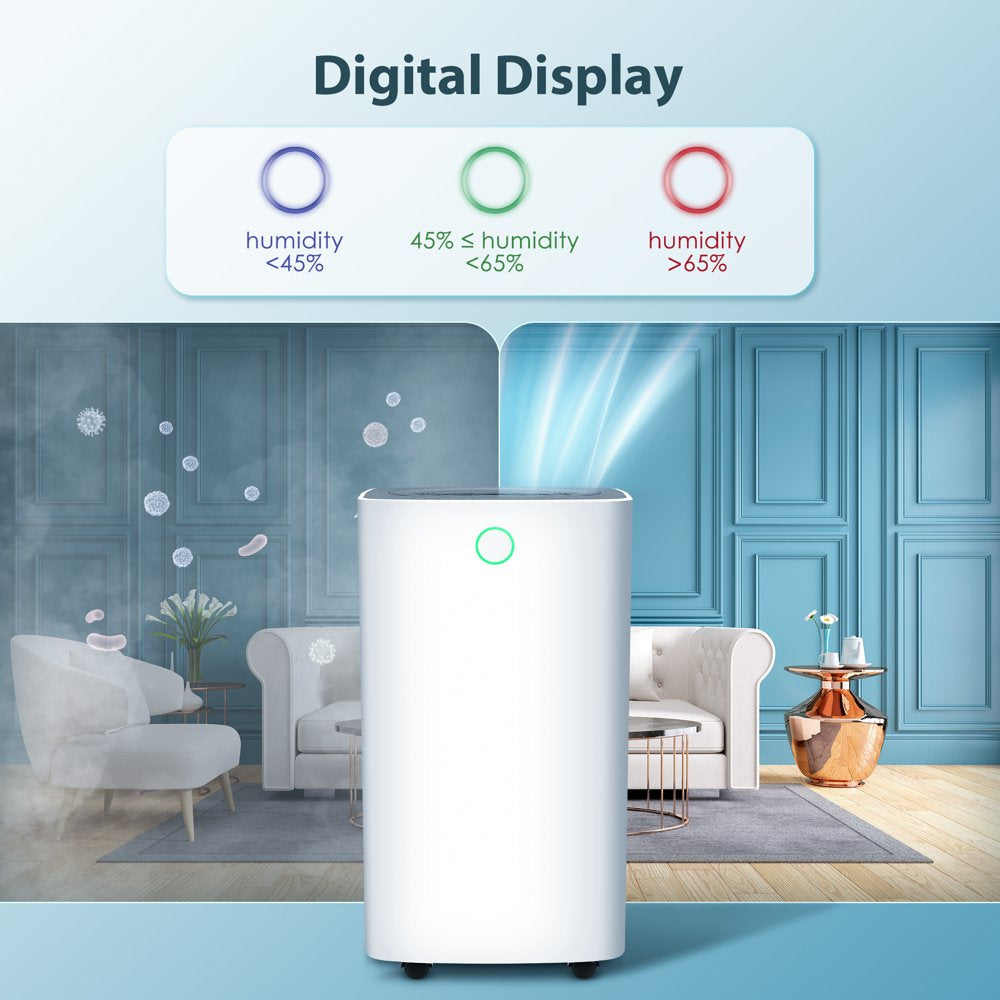Dehumidifier with Drain Hose, 3Operation Modes, 24H Timer, Portable Dehumidifier