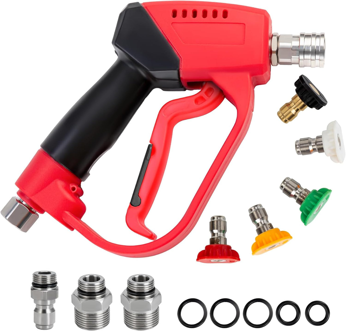 Short Pressure Washer Gun 5000 PSI With 5 Spray Nozzle Tips