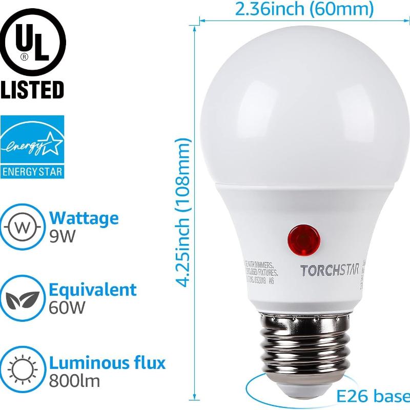 4 Pack - Dusk to Dawn LED Light Bulbs for Outdoor Lighting
