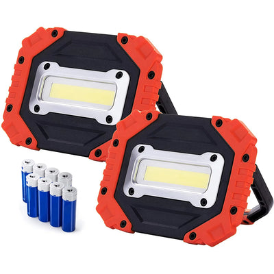 2 Pack LED Work Light, 180° Rotatable Handle, Portable Battery Powered Worklight (8*AA Batteries Included)