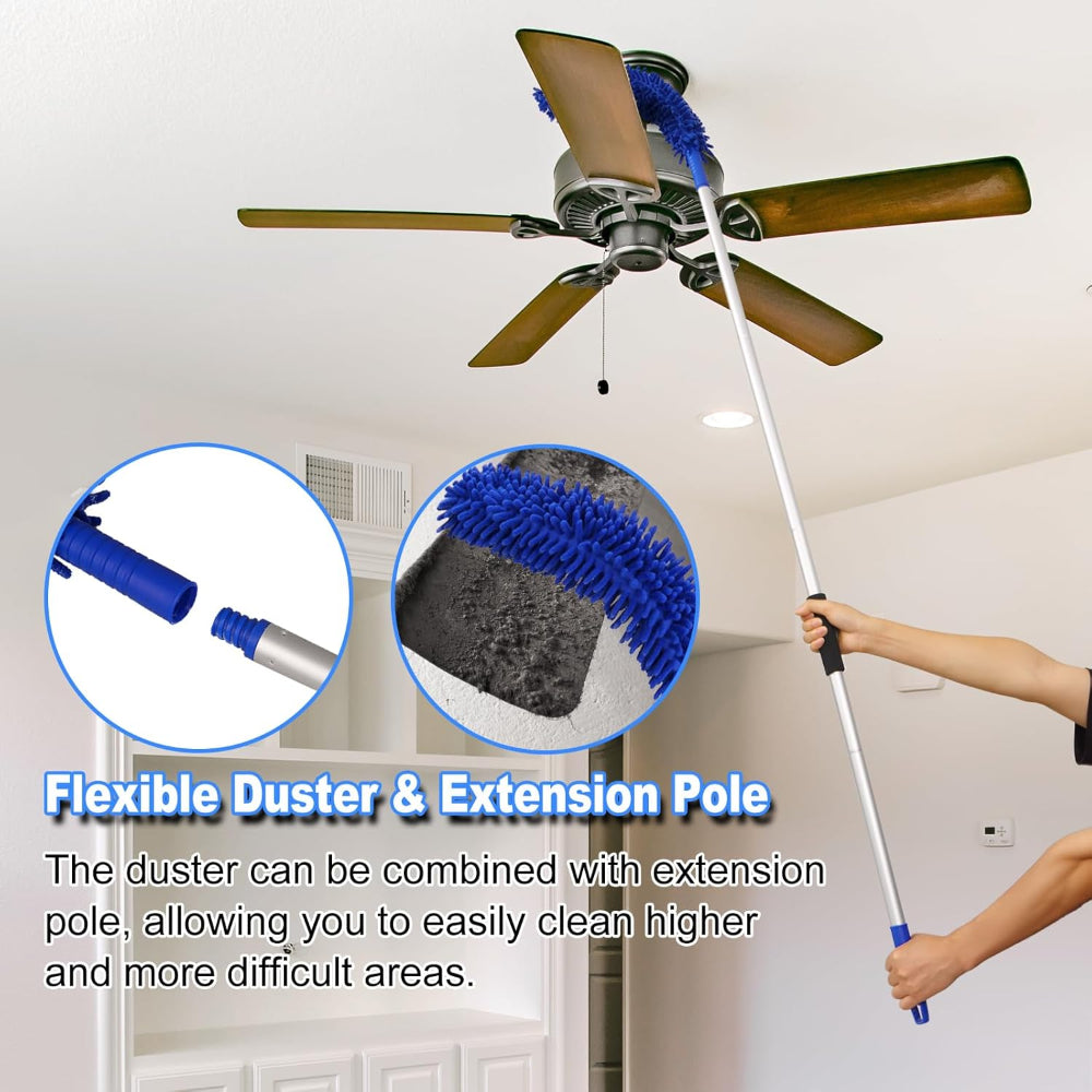 Car Wash Brush Kit – 62-Inch-Long Handle, Chenille Mop, Squeegee, Towels, Detailing Tools