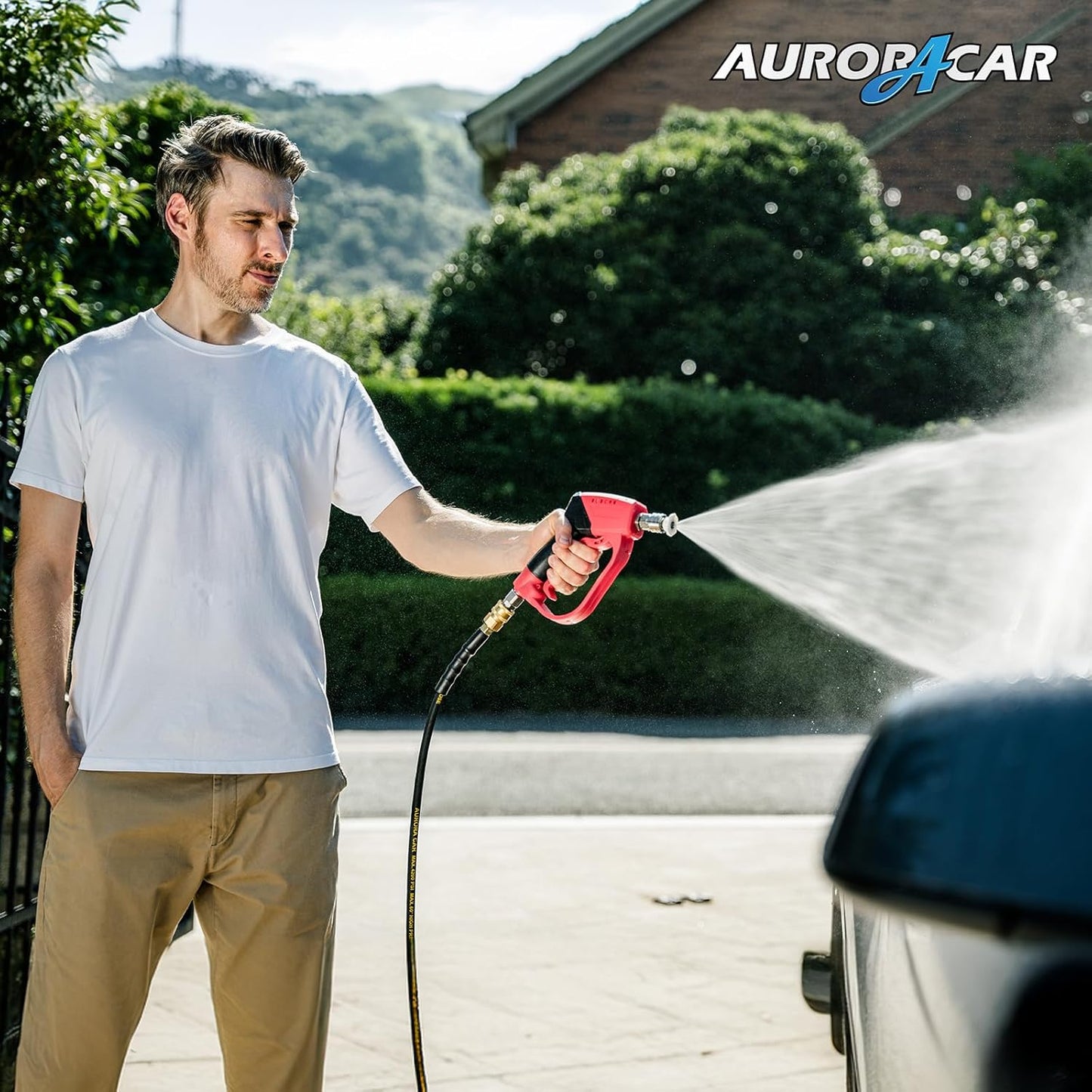 Short Pressure Washer Gun 5000 PSI With 5 Spray Nozzle Tips