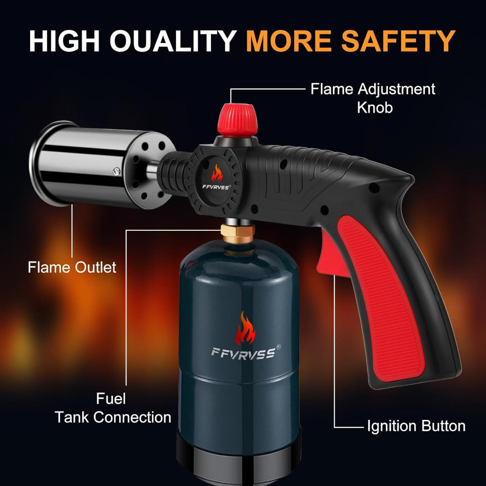 Propane Grill Torch Adjustable Flame - Cooking Torch for BBQ Searing - Sous Vide Use
