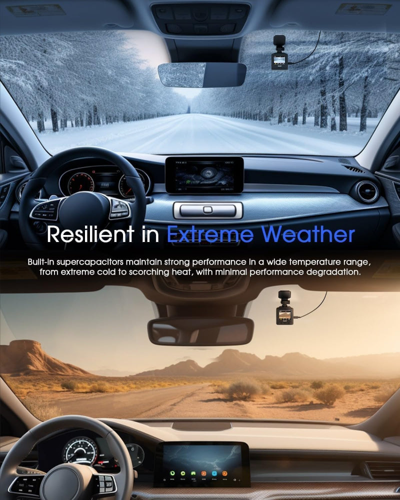 2K WiFi Dash Cam – Front Car Camera Use – Mini Design with 1.5" IPS Screen – WDR Night Vision, Loop Recording, G-Sensor & 24H Parking Monitor – External GPS & App Control