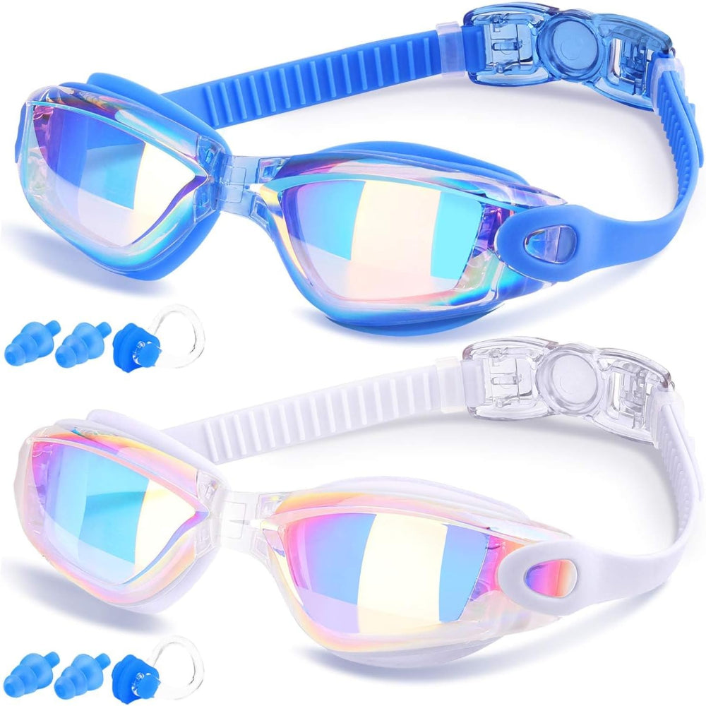 Swim Goggles, 2 Pack Goggles Swimming Adult Swimming Goggles for Women Men Youth Teen Kids