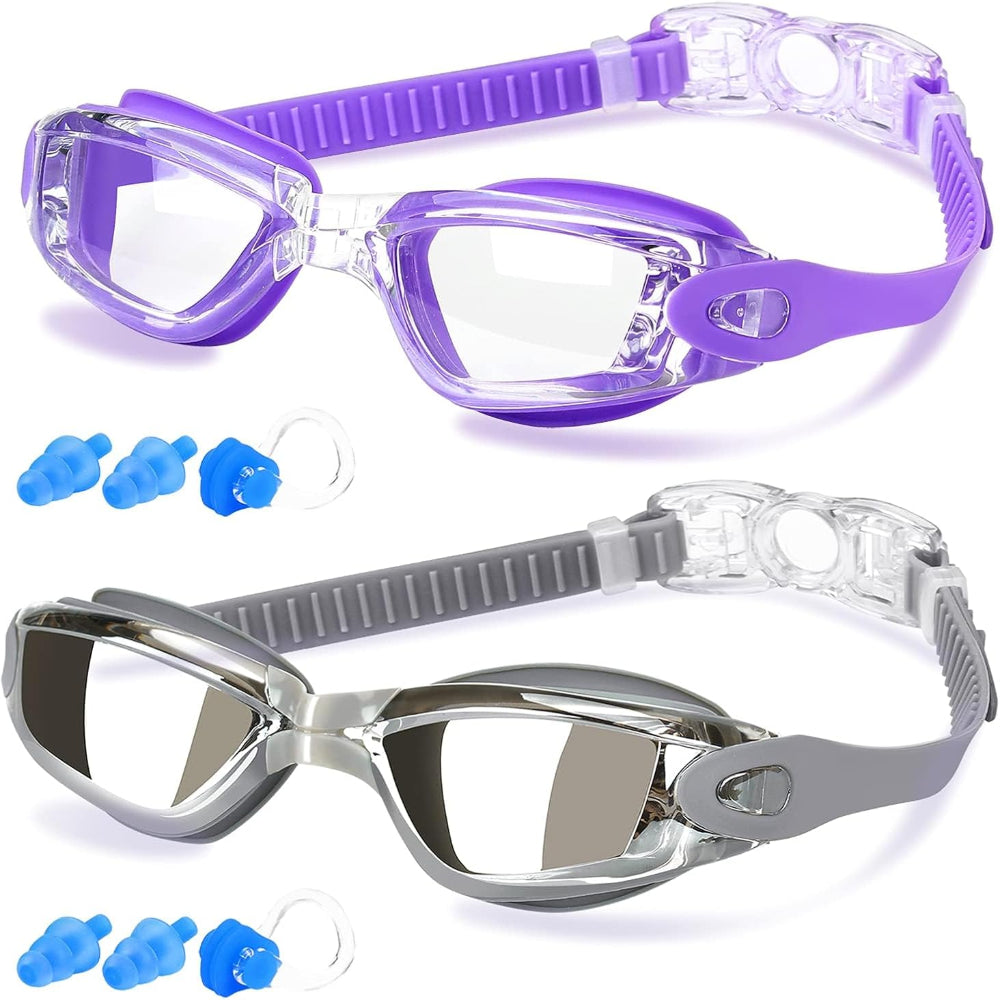 Swim Goggles, 2 Pack Goggles Swimming Adult Swimming Goggles for Women Men Youth Teen Kids