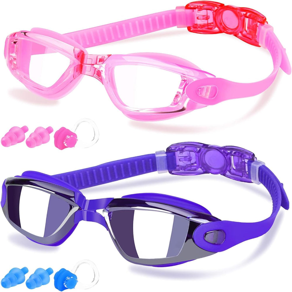 Swim Goggles, 2 Pack Goggles Swimming Adult Swimming Goggles for Women Men Youth Teen Kids