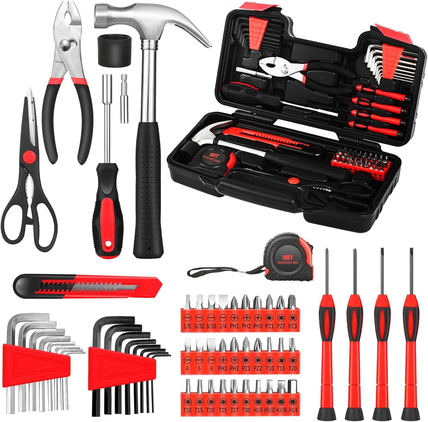 58-Piece Home Repair Tool Kit – General Household Hand Tools with Compact Storage Case for Office & College