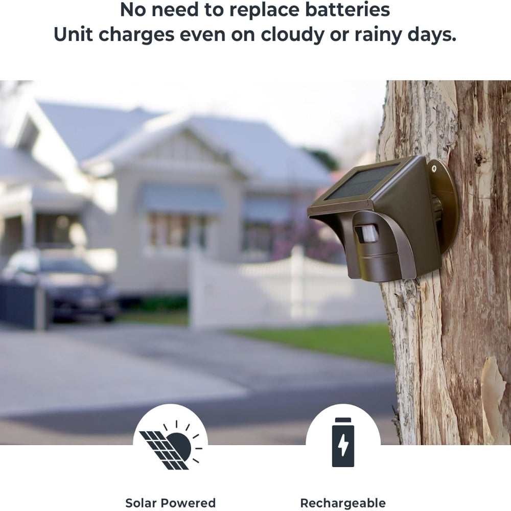 Wireless Driveway Alarm Solar Motion Sensor System - Long Range Outdoor Security Alert