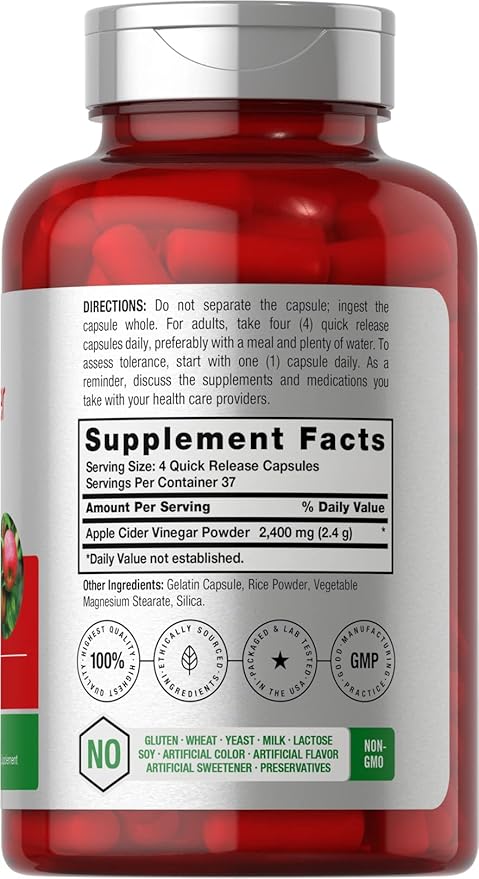 Apple Cider Vinegar Capsules | 2400Mg | 150 Pills | Non-Gmo, Gluten Free Supplement