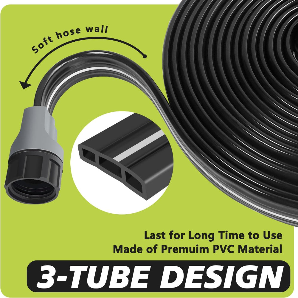 25FT Soaker Hose - Flat Irrigation Hose with Garden Staples for Lawn Garden Watering