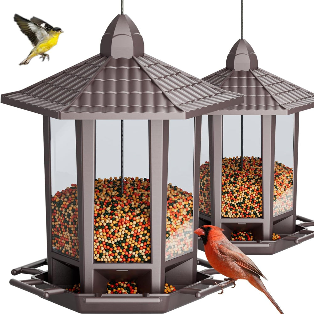 2-Pack Hanging Bird Feeders – Retro Pagoda Outdoor Seed Feeders for Wild Birds