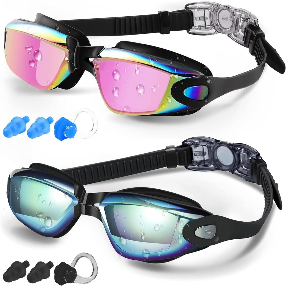 Swim Goggles, 2 Pack Goggles Swimming Adult Swimming Goggles for Women Men Youth Teen Kids