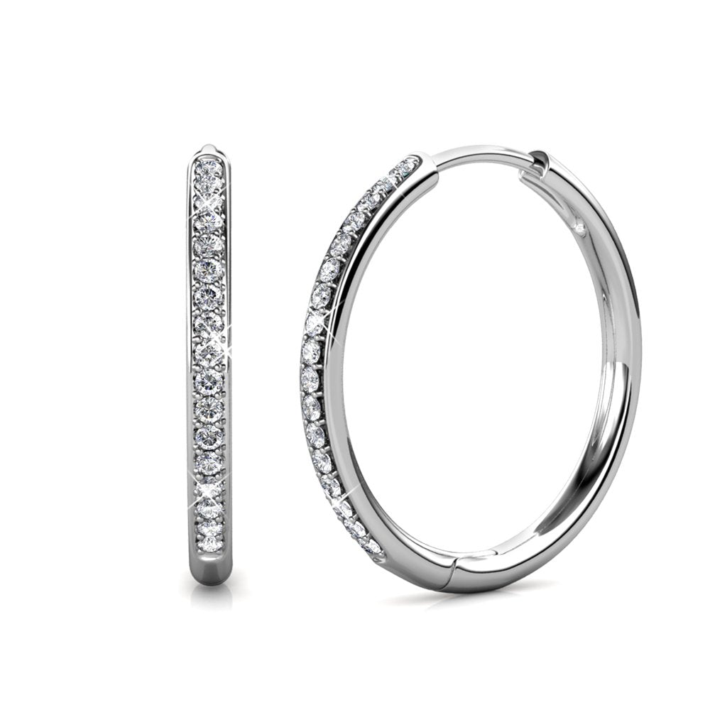 18K Gold Plated & Crystal Hoop Earrings