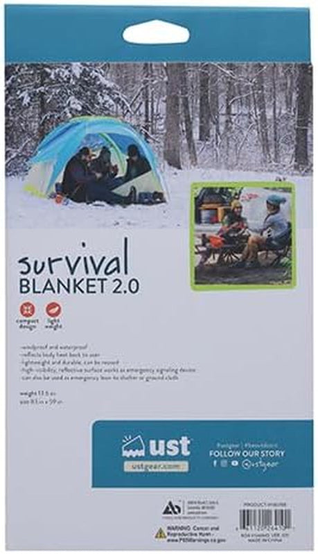 Survival Blanket/Tarp 2.0 Windproof Waterproof for Emergency Camping & Hiking