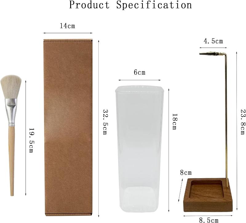 Ceremony Wooden Incense Holder for Sticks with Glass Ash Catcher - Includes 20 Incense Sticks and a Ash Brush