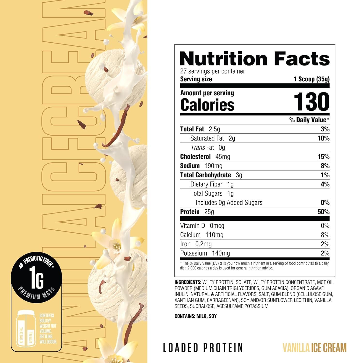 RYSE Loaded Protein Vanilla Ice Cream – Advanced Whey for Muscle, Energy & Recovery
