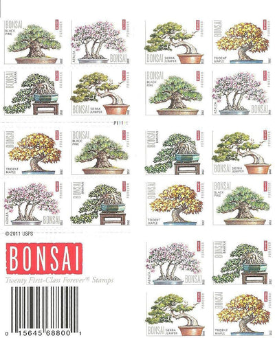 Bonsai Trees USPS First-Class Mail Forever Postage Stamps - Booklet of 20