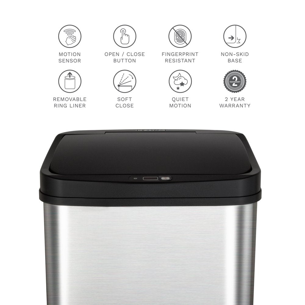 13.2 Gal Motion Sensor Trash Can, Fingerprint-Resistant