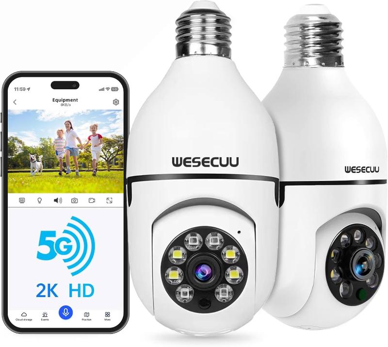 Security Camera Light Bulb - 2K WiFi with Motion Detection, Night Vision, Two-Way Talk