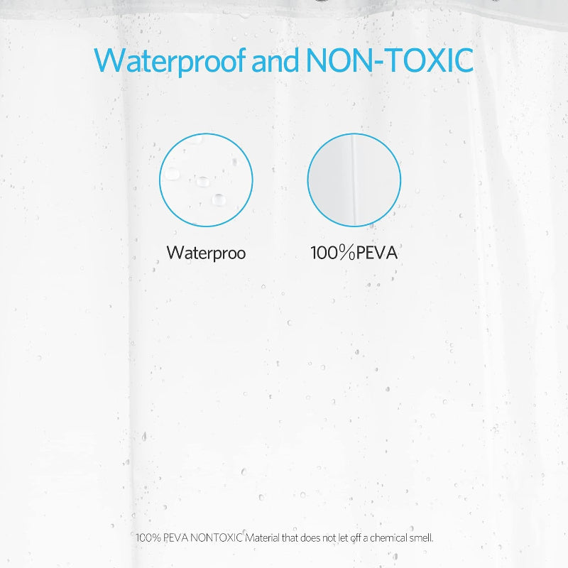 Shower Curtain Liner, 72x72 PEVA Waterproof with Rust-Proof Grommets